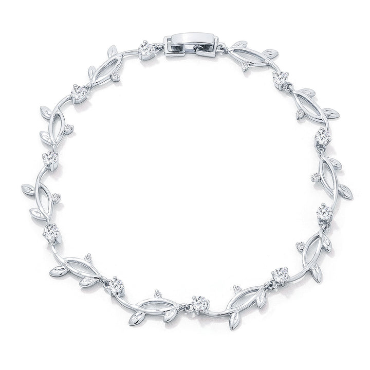 Buy LOVCIA Vine Elegance Cubic Zirconia Rhodium Bracelet - Latest Trendy Bracelet for Women