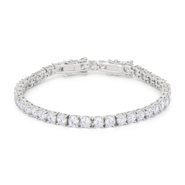 Buy LOVCIA Elegant Rhodium-Finished Round Cut Zirconia Bracelet - Latest Trendy Bracelet for Women