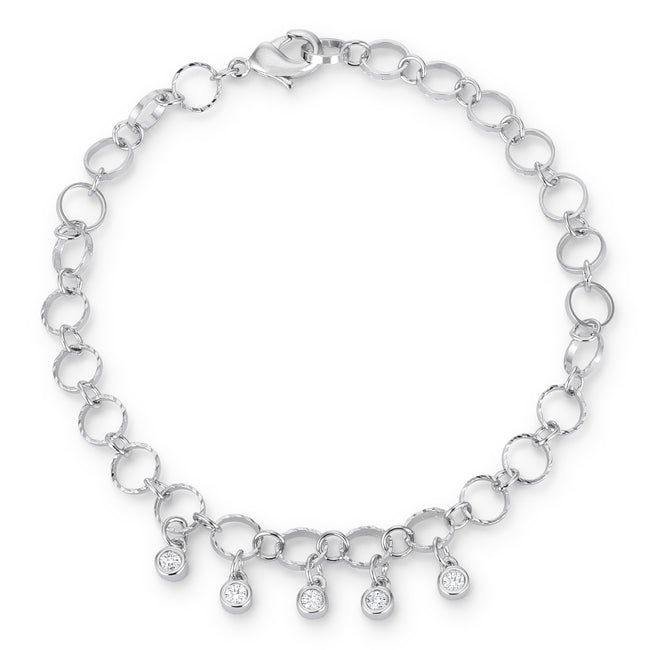 Buy LOVCIA Rhodium-Plated Bracelet with 0.55 Ct CZ Charms and Stylish Chain Links - Latest Trendy Bracelet for Women