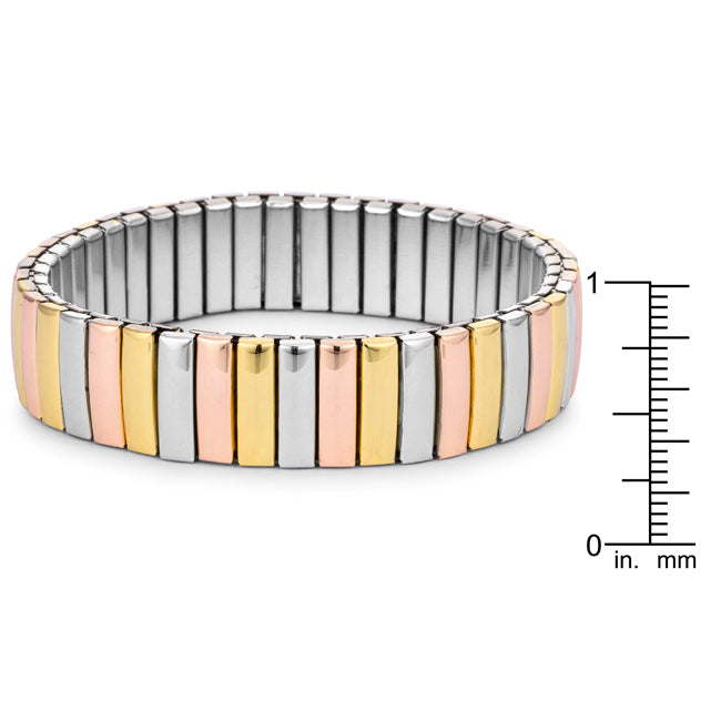 Buy LOVCIA Jewelry Tritone 14mm Multi-Tone Stainless Steel Bracelet - Latest Trendy Bracelet for Women