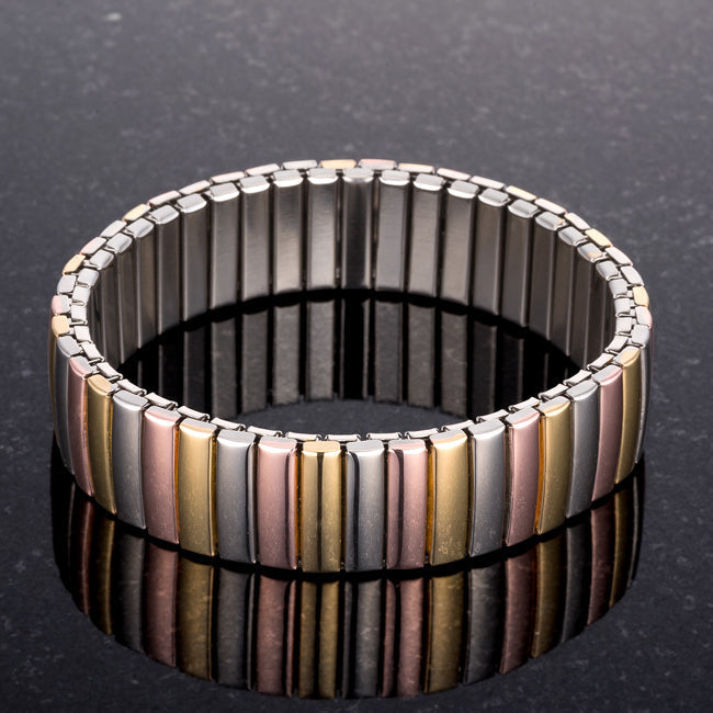 Buy LOVCIA Jewelry Tritone 14mm Multi-Tone Stainless Steel Bracelet - Latest Trendy Bracelet for Women