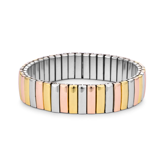 Buy LOVCIA Jewelry Tritone 14mm Multi-Tone Stainless Steel Bracelet - Latest Trendy Bracelet for Women