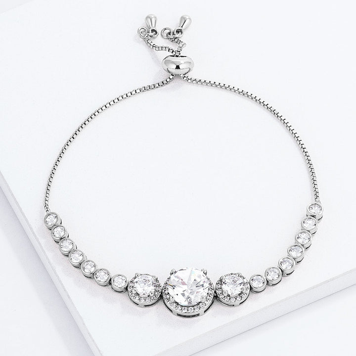 Buy LOVCIA Rhodium-Plated Adjustable Slider Tennis Bracelet with Graduated CZ Stones - Latest Trendy Bracelet for Women