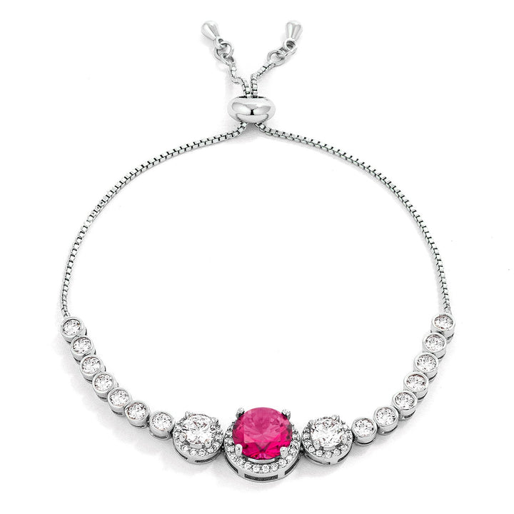 Buy LOVCIA Elegant Fuchsia & Clear CZ Rhodium-Plated Slider Tennis Bracelet - Latest Trendy Bracelet for Women