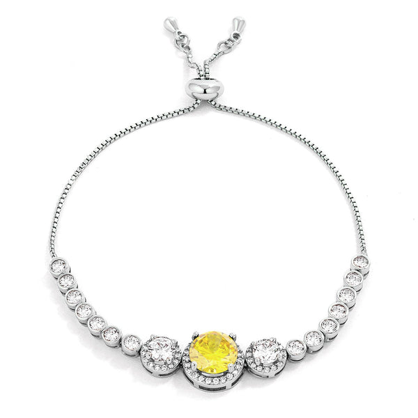 Buy LOVCIA Elegant Rhodium-Plated Yellow CZ Slider Tennis Bracelet - Latest Trendy Bracelet for Women