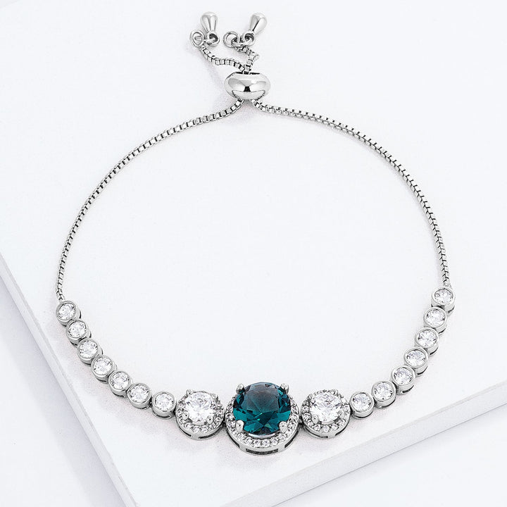 Buy LOVCIA Rhodium-Plated Peacock Stone Slider Tennis Bracelet with CZ Accents - Latest Trendy Bracelet for Women