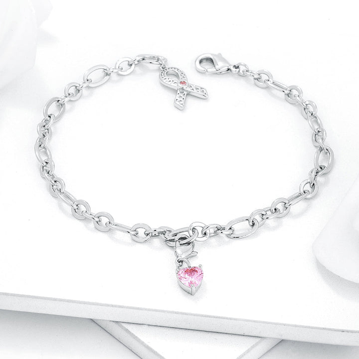 Buy LOVCIA Pink Heart Charm Bracelet for Breast Cancer Awareness - Latest Trendy Bracelet for Women