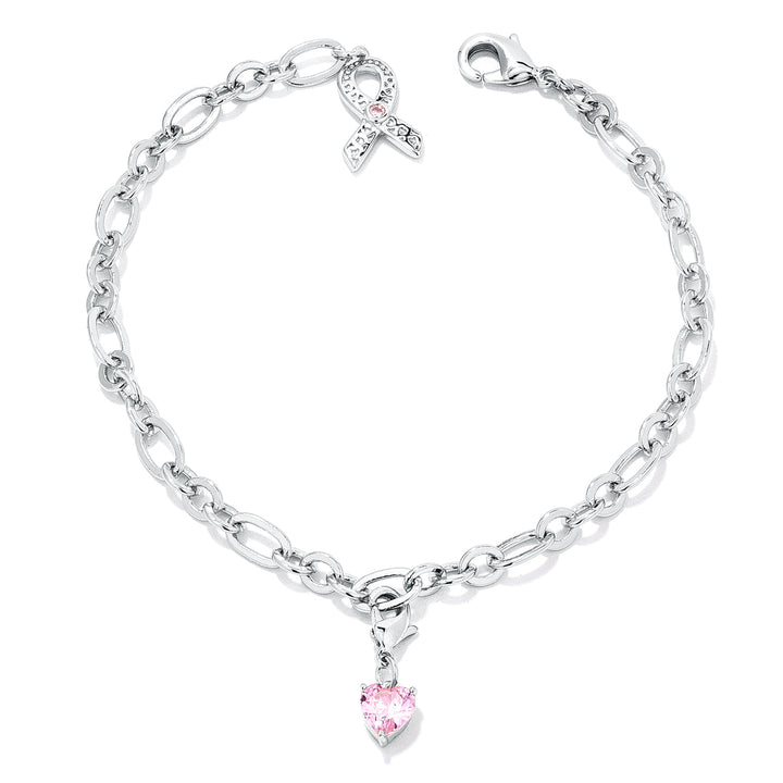 Buy LOVCIA Pink Heart Charm Bracelet for Breast Cancer Awareness - Latest Trendy Bracelet for Women