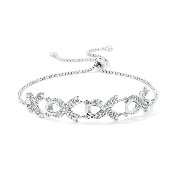 Buy LOVCIA Jewelry Elegant Rhodium Pave CZ Ribbon Bracelet - Latest Trendy Bracelet for Women