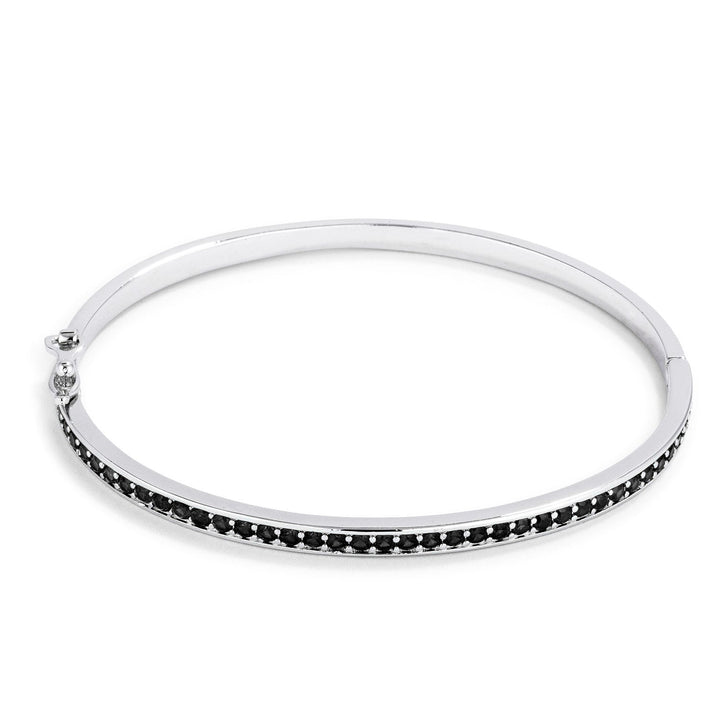 Buy LOVCIA Elegant Jet Black CZ Channel-Set Rhodium Bangle Bracelet - Latest Trendy Bracelet for Women