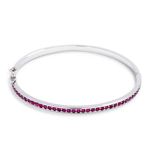 Buy LOVCIA Jewelry Fuchsia Cubic Zirconia Rhodium Bangle Bracelet - Latest Trendy Bracelet for Women