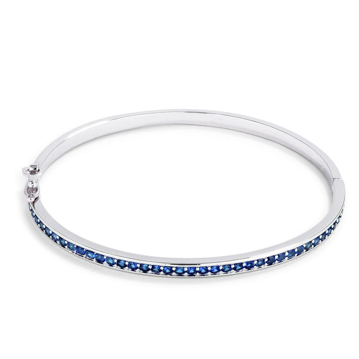 Buy LOVCIA Jewelry Blue Sapphire CZ Rhodium Bangle Bracelet - Latest Trendy Bracelet for Women