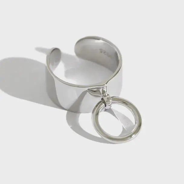 Lovcia Fashion Can Loop 925 Sterling Silver Adjustable Ring-Rings-Rhodium-Rhodium
