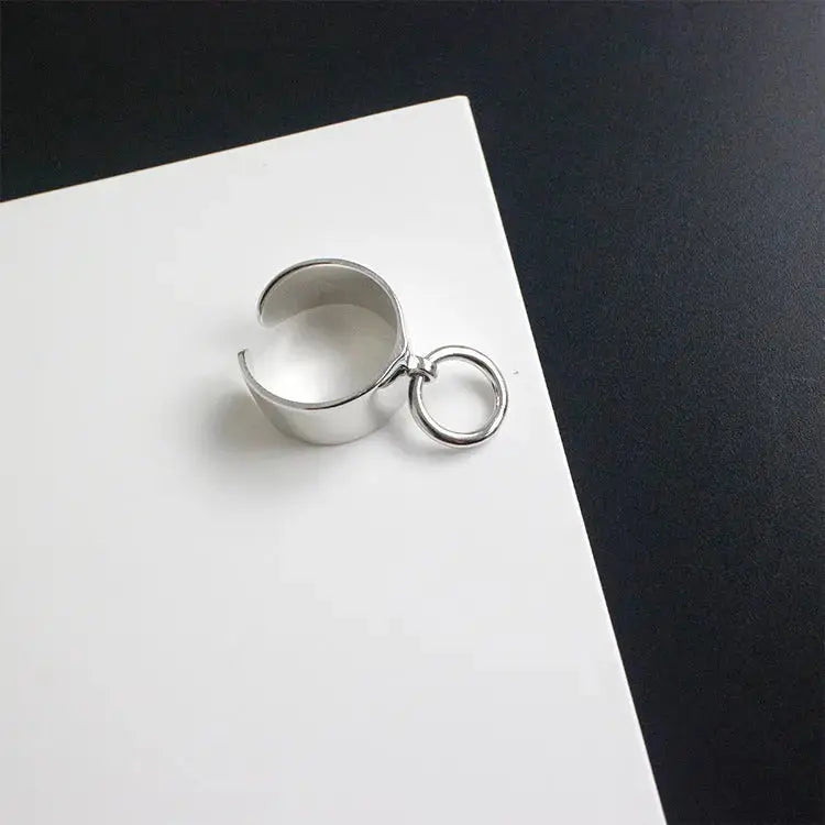 Lovcia Fashion Can Loop 925 Sterling Silver Adjustable Ring-Rings-Rhodium-Rhodium
