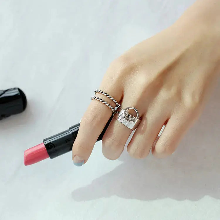 Lovcia Fashion Can Loop 925 Sterling Silver Adjustable Ring-Rings-Rhodium-Rhodium