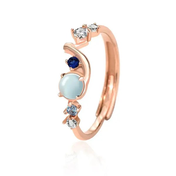 Lovcia Fashion Colorful CZ Stars 925 Sterling Silver Adjustable Ring-Rings-Rose Gold-Rose Gold