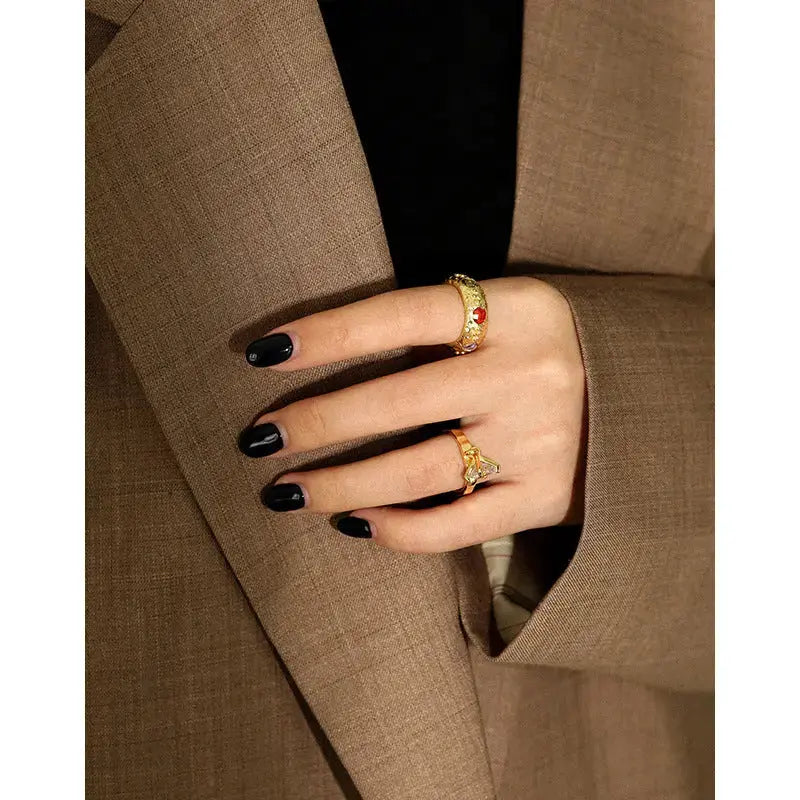 Lovcia Fashion Colorful Round CZ 925 Sterling Silver Adjustable Ring-Rings-Rhodium-Rhodium