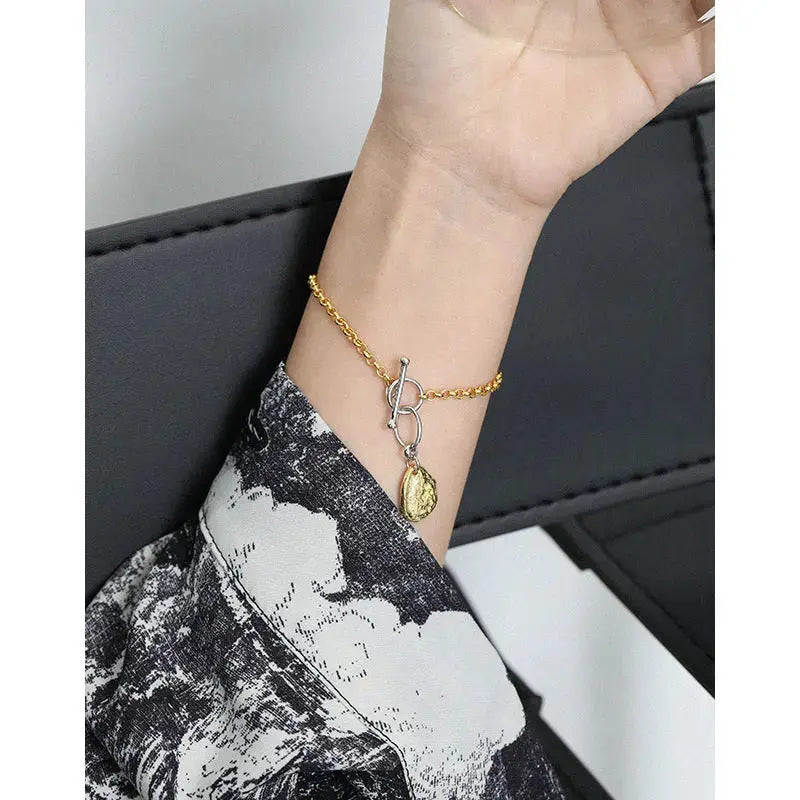 Lovcia Fashion Curb Chain OT Shape 925 Sterling Silver Bracelet-Bracelets-Rhodium-Rhodium