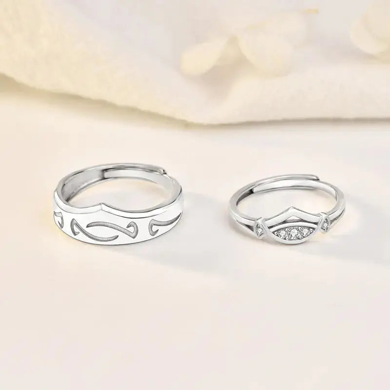 Lovcia Fashion CZ Candy Pattern 925 Sterling Silver Adjustable Promise Ring-Rings-Men Ring-Men Ring