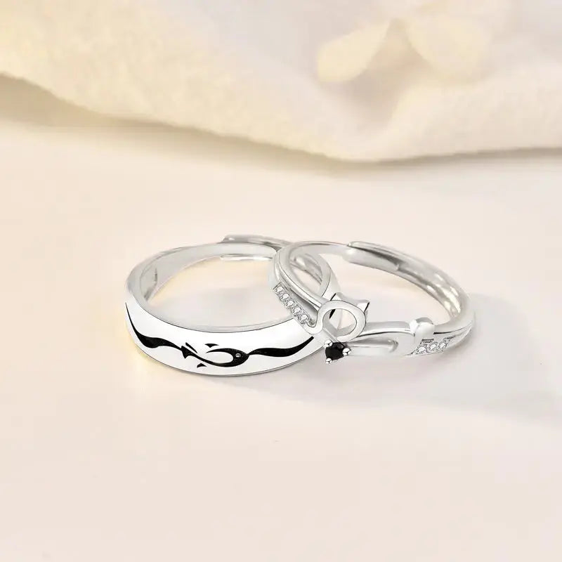 Lovcia Fashion CZ Cat Love Fish 925 Sterling Silver Adjustable Promise Ring-Rings-Men Ring-Men Ring