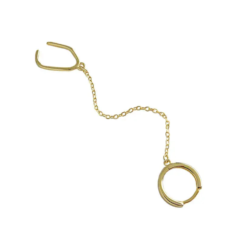 Lovcia Fashion Double Holes Chain New 925 Sterling Silver Hoop Earring(Single)-Earrings-Silver (Single)-Silver (Single)