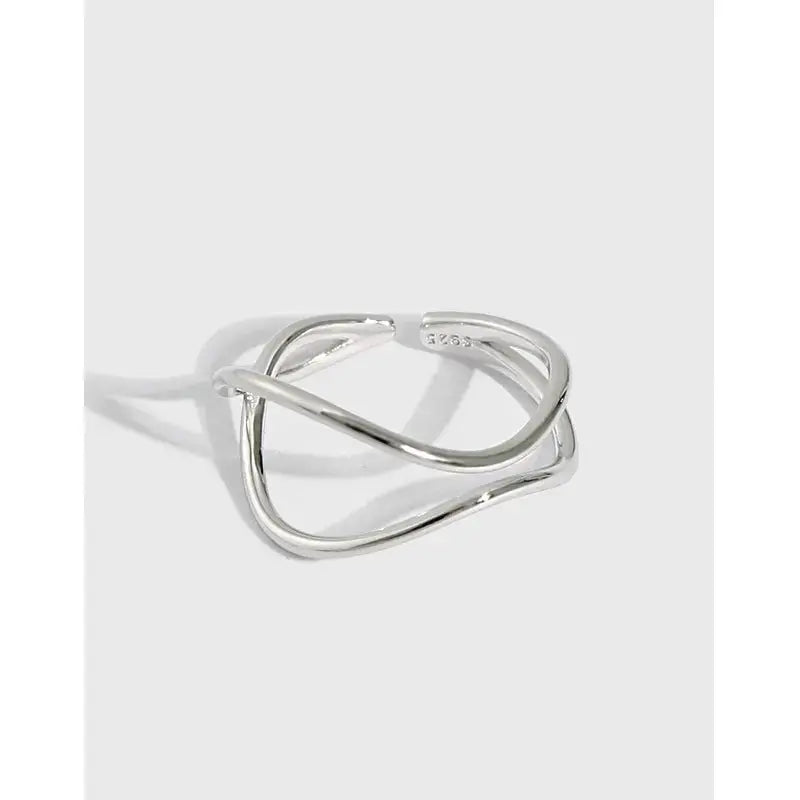 Lovcia Fashion Double Layers Cross 925 Sterling Silver Adjustable Ring-Rings-Rhodium-Rhodium