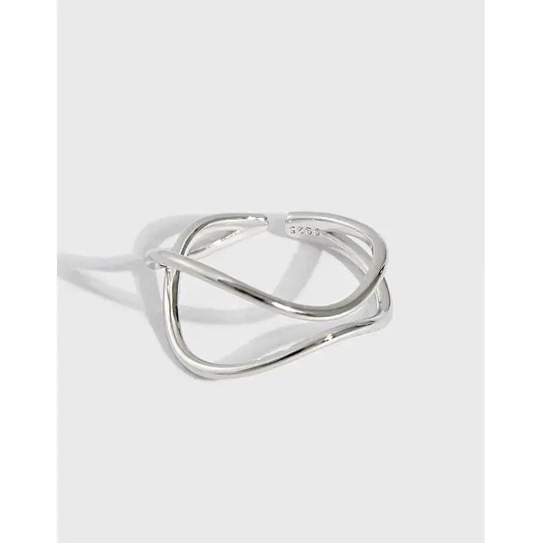 Lovcia Fashion Double Layers Cross 925 Sterling Silver Adjustable Ring-Rings-Rhodium-Rhodium