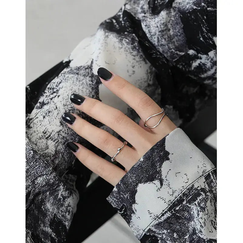 Lovcia Fashion Double Layers Cross 925 Sterling Silver Adjustable Ring-Rings-Rhodium-Rhodium