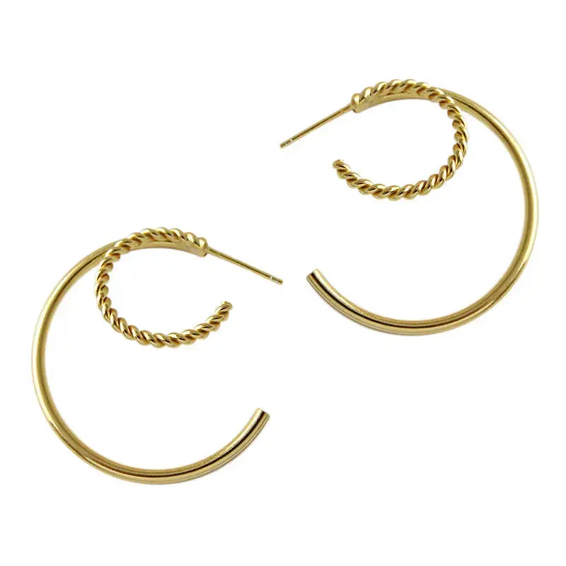 Lovcia Fashion Double Layers Twisted 925 Sterling Silver Hoop Earrings-Earrings-Rhodium-Rhodium