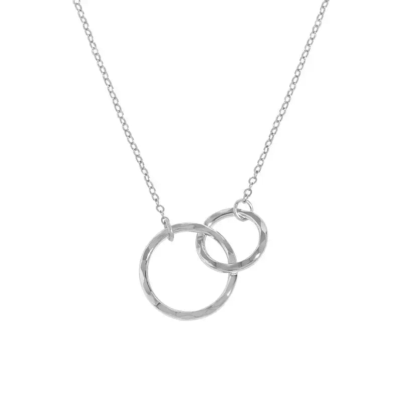 Lovcia Fashion Double Mother Child Circles Cross 925 Sterling Silver Necklace-Necklaces-Rhodium-Rhodium