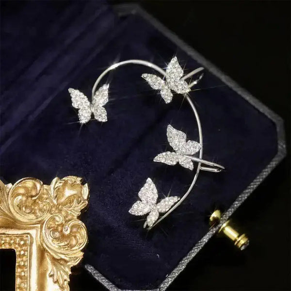 Lovcia Fashion Earring Butterfly Ear Clip And Ear Hook Jewellery-Earrings-Silver pair-Silver pair