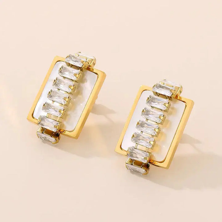 LOVCIA Elegant 18K Gold-Plated Zircon Stud Earrings for Women