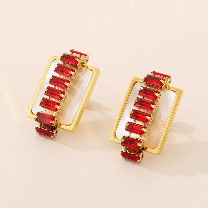 LOVCIA Elegant 18K Gold-Plated Zircon Stud Earrings for Women