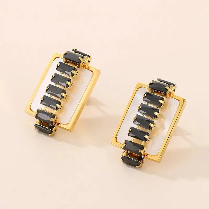 LOVCIA Elegant 18K Gold-Plated Zircon Stud Earrings for Women