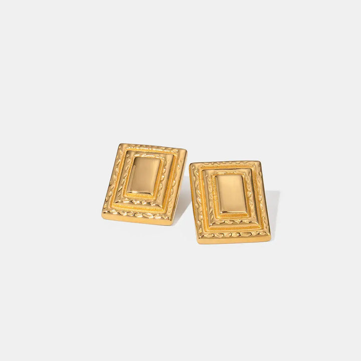 LOVCIA Glamorous 18K Gold-Plated Stainless Steel Geometric Earrings for Women