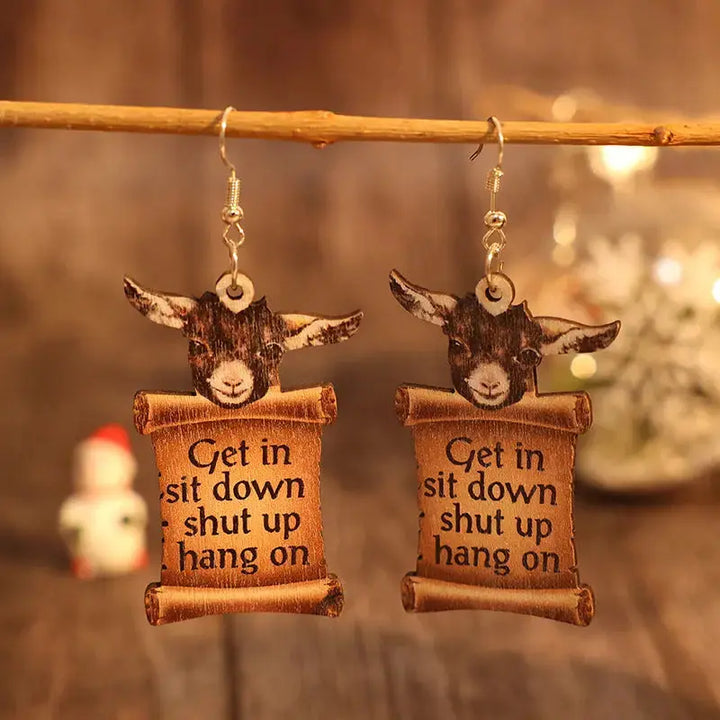 LOVCIA Whimsical Donkey Letter Wood & Alloy Dangle Earrings for Women