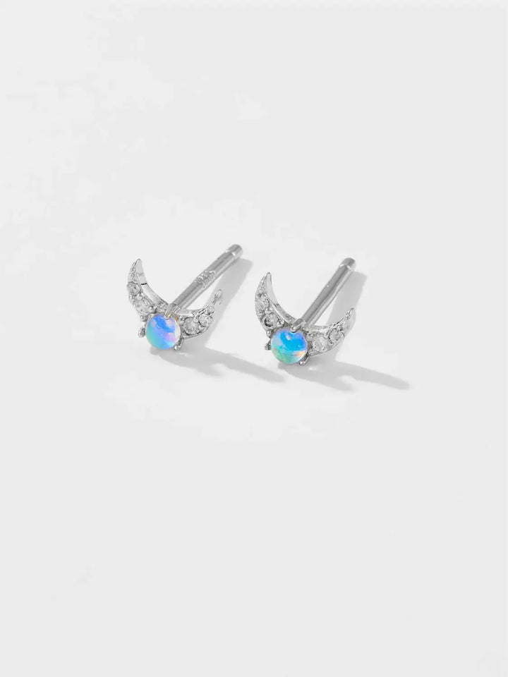 LOVCIA Luminous Moon Zircon Earrings in 925 Sterling Silver for Women