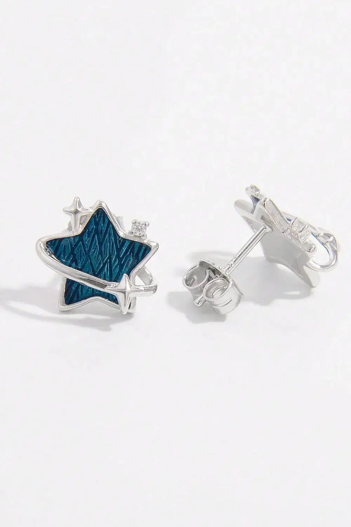 LOVCIA Twinkling Zircon Star Stud Earrings in Sterling Silver for Women