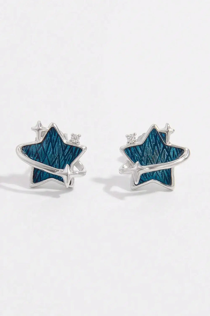 LOVCIA Twinkling Zircon Star Stud Earrings in Sterling Silver for Women