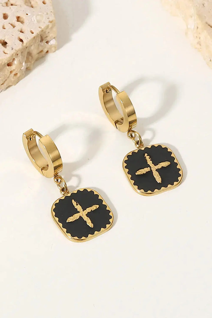 LOVCIA Statement Square Plus Sign Earrings for Women