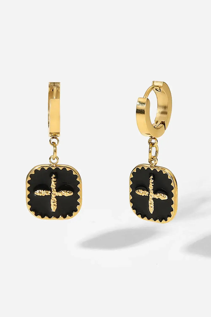 LOVCIA Statement Square Plus Sign Earrings for Women