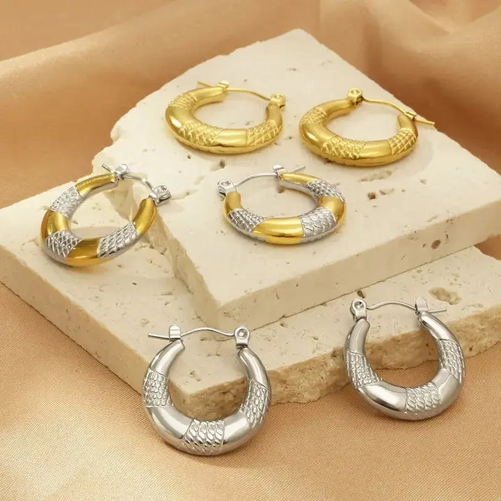 LOVCIA Elegant Titanium Steel Circle Earrings for Women