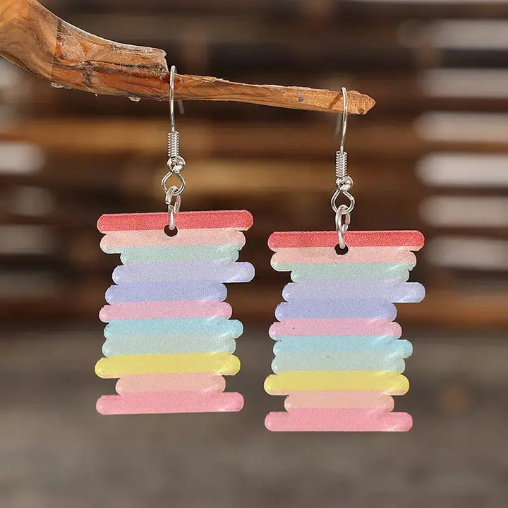 LOVCIA Vibrant Acrylic Rainbow Drop Earrings for Women