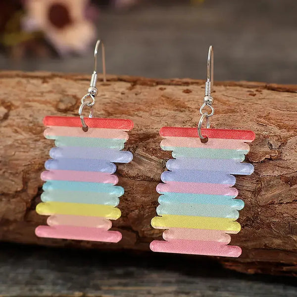 LOVCIA Vibrant Acrylic Rainbow Drop Earrings for Women