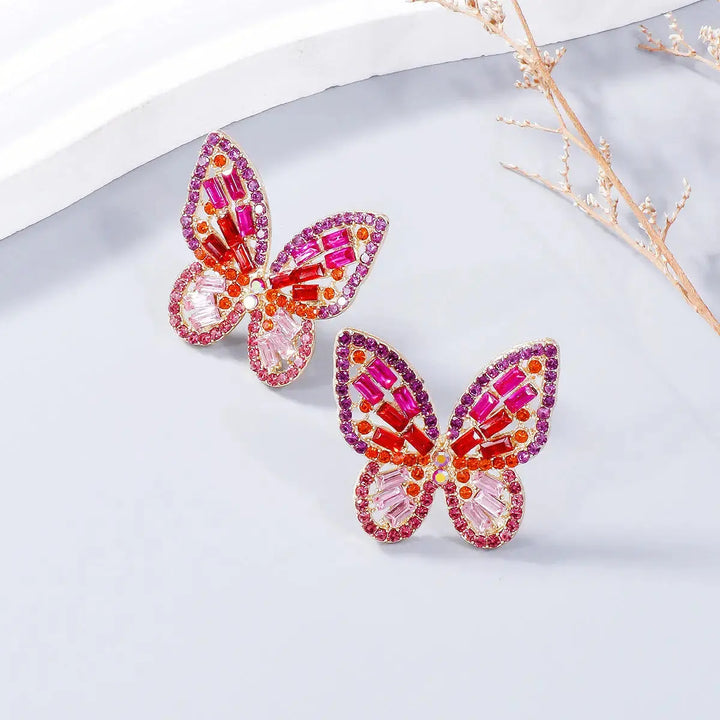 LOVCIA Dazzling Butterfly Rhinestone Alloy Earrings for Women