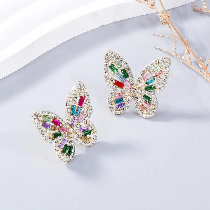 LOVCIA Dazzling Butterfly Rhinestone Alloy Earrings for Women