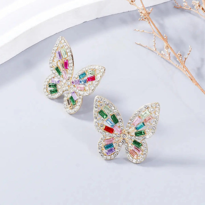 LOVCIA Dazzling Butterfly Rhinestone Alloy Earrings for Women