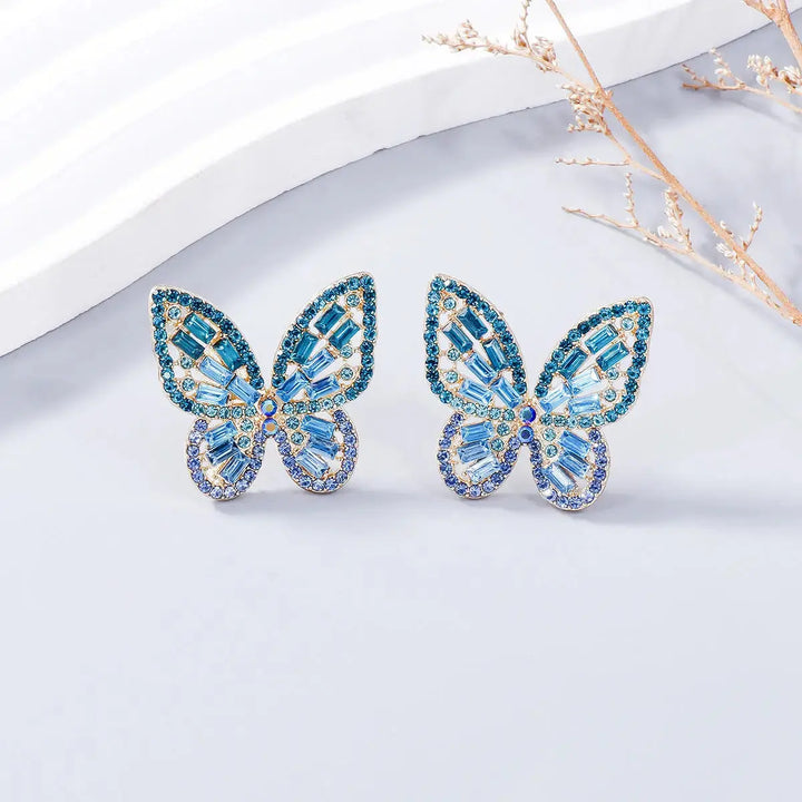 LOVCIA Dazzling Butterfly Rhinestone Alloy Earrings for Women