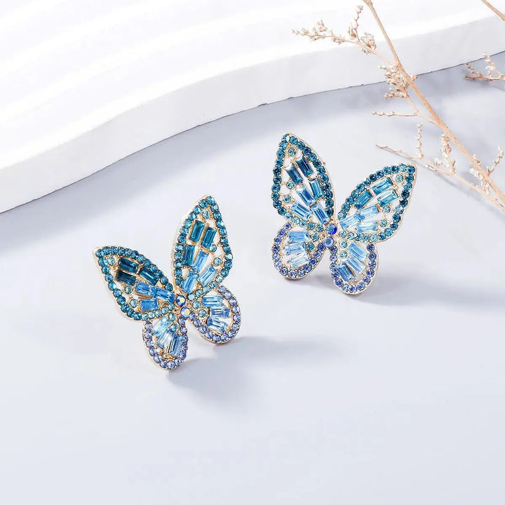 LOVCIA Dazzling Butterfly Rhinestone Alloy Earrings for Women