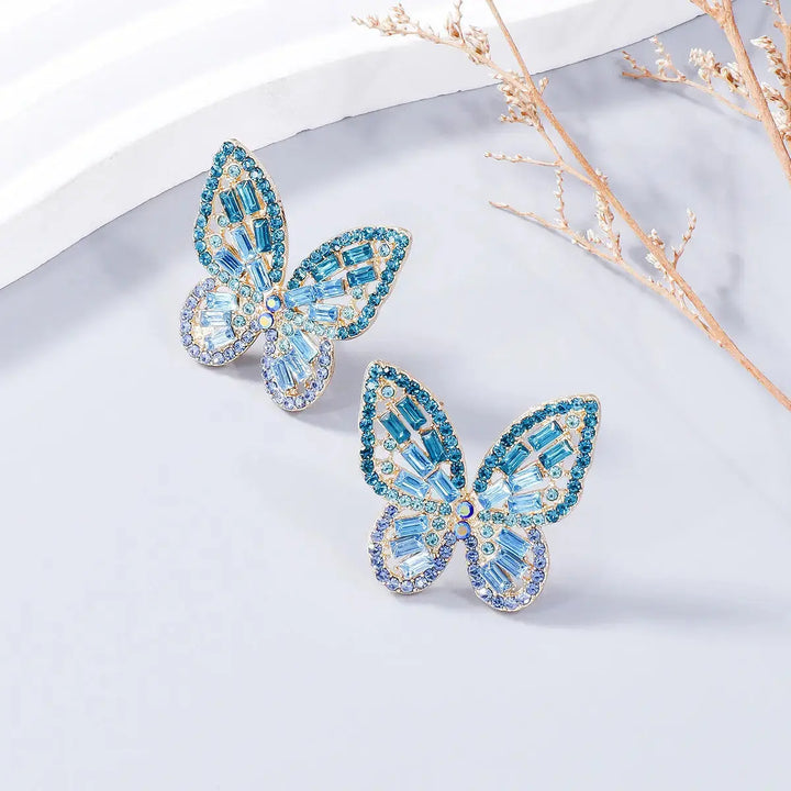 LOVCIA Dazzling Butterfly Rhinestone Alloy Earrings for Women